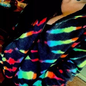 Victoria’s Secret Pink Rare reversible Rainbow animal print Zip-Up Jacket S/P